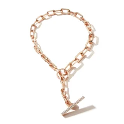 SAXON 18K GOLD AND DIAMOND GRADUATED LINK CHAIN TOGGLE NECKLACE