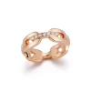 SAXON 18K GOLD AND DIAMOND BAR FLAT CHAIN LINK RING