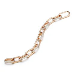 SAXON 18K GOLD AND DIAMOND ALTERNATING JUMBO LINK BRACELET