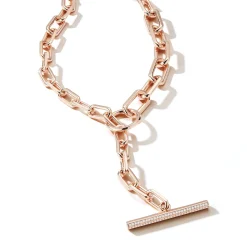 SAXON 18K GOLD AND DIAMOND GRADUATED LINK CHAIN TOGGLE NECKLACE