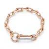 SAXON 18K GOLD CHAIN LINK BRACELET WITH ELONGATED DIAMOND LINK CLASP