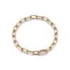 SAXON 18K GOLD CHAIN LINK BRACELET WITH ELONGATED ALL DIAMOND CLASP
