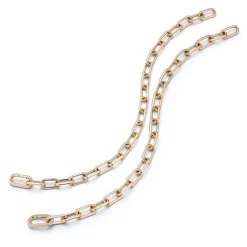SAXON 18K GOLD CHAIN LINK BRACELET WITH ELONGATED ALL DIAMOND CLASP