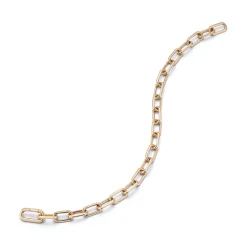 SAXON 18K GOLD CHAIN LINK BRACELET WITH ELONGATED CLASP
