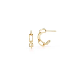 SAXON 18K GOLD CHAIN LINK HUGGIE