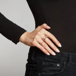 SAXON 18K LARGE DOUBLE DIAMOND CHAIN LINK RING