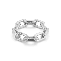 SAXON 18K LARGE DOUBLE DIAMOND CHAIN LINK RING