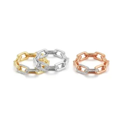 SAXON 18K LARGE DOUBLE DIAMOND CHAIN LINK RING