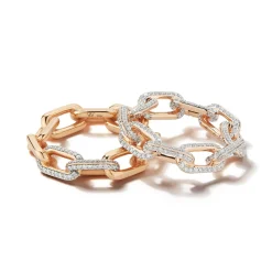 SAXON 18K LARGE DOUBLE DIAMOND CHAIN LINK RING