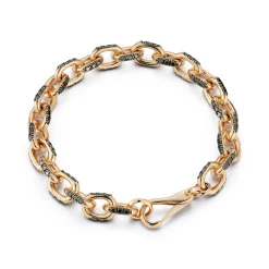 SAXON 18K ROSE GOLD AND BLACK DIAMOND CABLE CHAIN LINK BRACELET