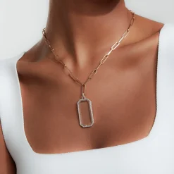 SAXON 18K ROSE GOLD PAPER CLIP CHAIN NECKLACE