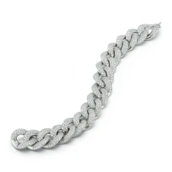SAXON 18K WHITE GOLD AND ALL DIAMOND JUMBO CURB LINK BRACELET