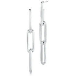 SAXON STERLING SILVER 3 DROP ELONGATED CHAIN LINK EARRINGS