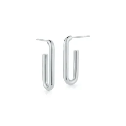 SAXON STERLING SILVER ELONGATED SINGLE CHAIN LINK EARRING