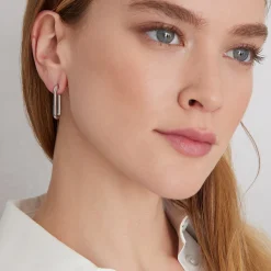 SAXON STERLING SILVER ELONGATED SINGLE CHAIN LINK EARRING