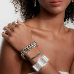 SAXON STERLING SILVER 15MM JUMBO CURB LINK BRACELET