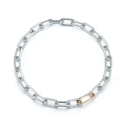 SAXON TWO TONE JUMBO CHAIN LINK CHOKER NECKLACE