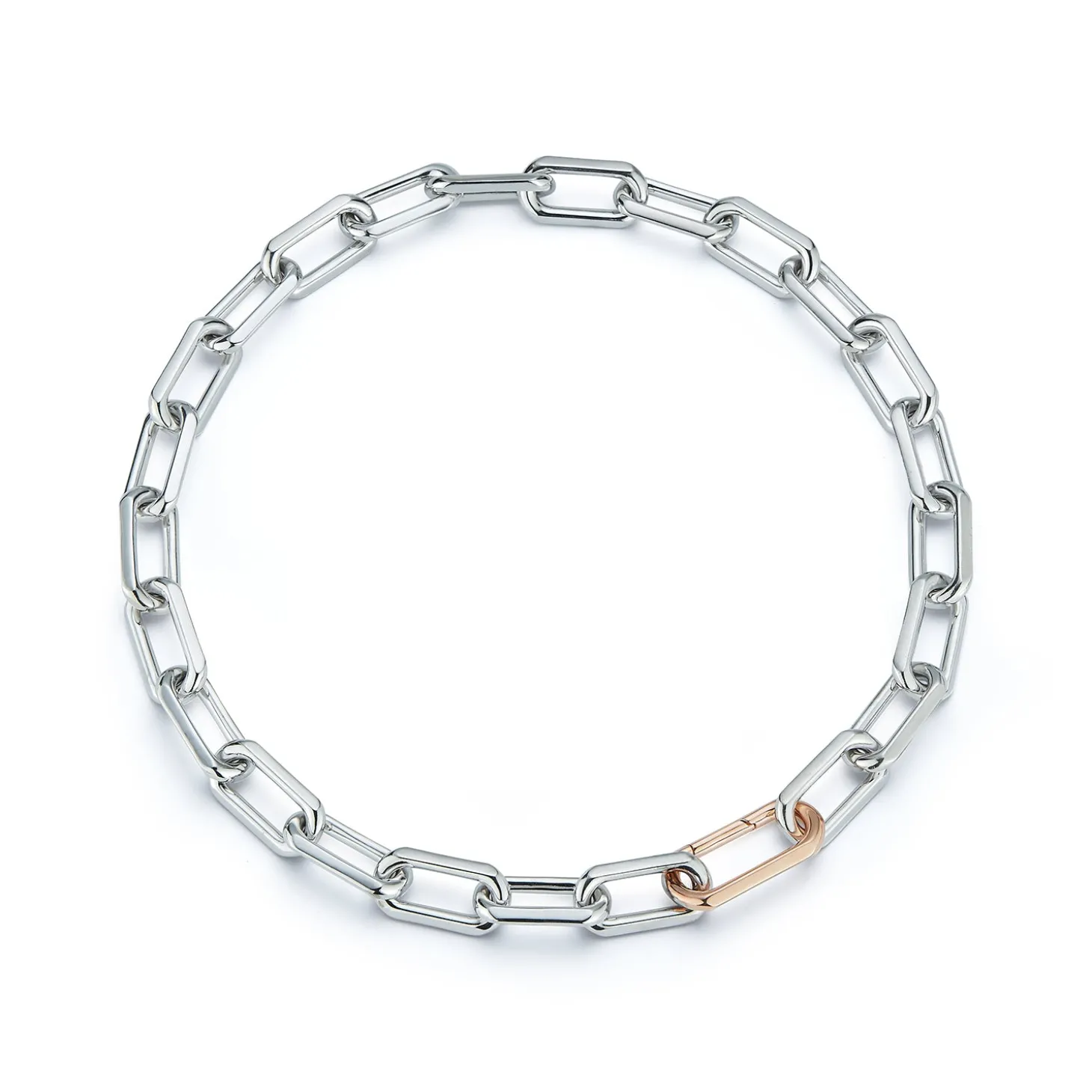 SAXON TWO TONE JUMBO CHAIN LINK CHOKER NECKLACE