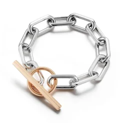 SAXON TWO TONE JUMBO CHAIN LINK TOGGLE BRACELET
