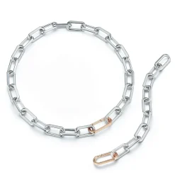 SAXON TWO TONE JUMBO CHAIN LINK CHOKER NECKLACE