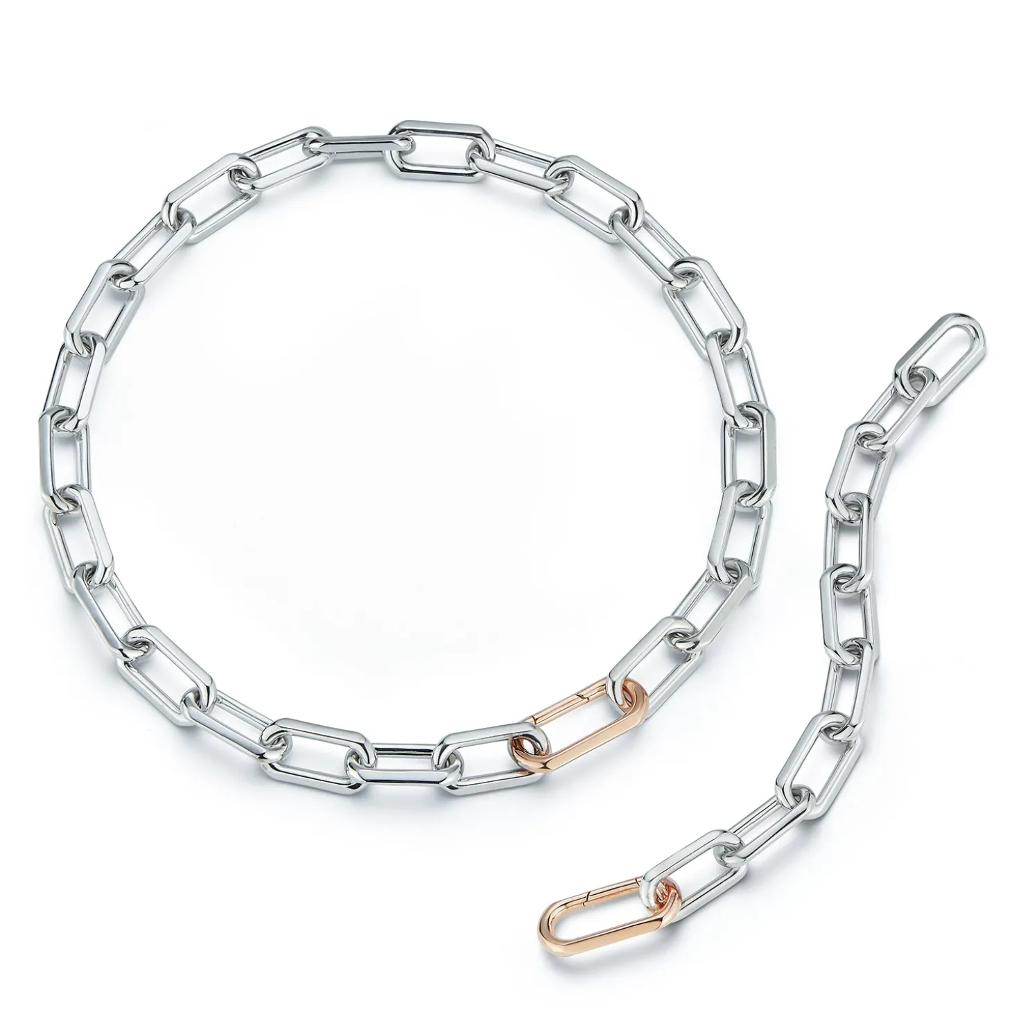 SAXON TWO TONE JUMBO CHAIN LINK CHOKER NECKLACE