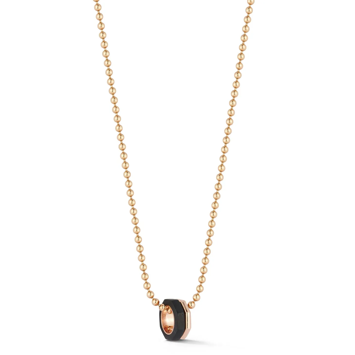 SYDNEY 18K ROSE GOLD AND EBONY OCTAGON BEAD NECKLACE