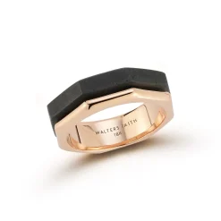 SYDNEY 18K ROSE GOLD AND EBONY FACETED BAND RING