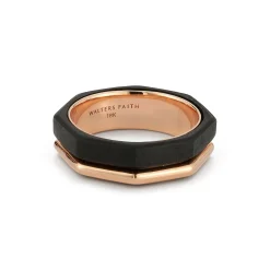 SYDNEY 18K ROSE GOLD AND EBONY FACETED BAND RING