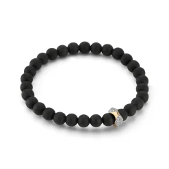 SYDNEY 18K ROSE GOLD, WHITE DIAMOND AND ONYX ORIGAMI BEADED BRACELET