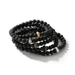 SYDNEY 18K ROSE GOLD, WHITE DIAMOND AND ONYX ORIGAMI BEADED BRACELET