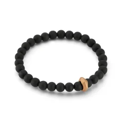 SYDNEY MATTE ONYX AND 18K ROSE GOLD ORIGAMI BEADED BRACELET
