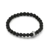 SYDNEY MATTE ONYX AND STERLING SILVER ORIGAMI BEADED BRACELET