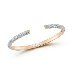 THOBY 18K GOLD AND ALL DIAMOND TUBULAR CUFF BRACELET