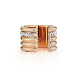 THOBY 18K GOLD AND ALL PAVE DIAMOND 5 ROW TUBULAR CUFF RING