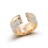 THOBY 18K GOLD AND DIAMOND EDGE 2 ROW TUBULAR RING