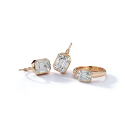 THOBY 18K GOLD AND DIAMOND ILLUSION SET EARRINGS