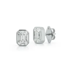 THOBY 18K GOLD AND DIAMOND ILLUSION SET STUD EARRINGS