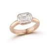 THOBY 18K GOLD ILLUSION SET DIAMOND EAST WEST EMERALD CUT RING
