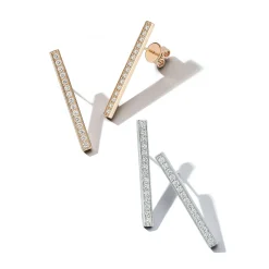 WF CLASSIC 18K AND DIAMOND BAR EARRINGS