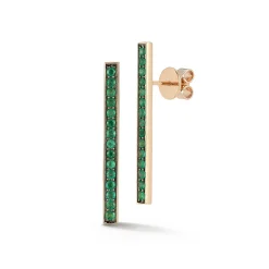 WF CLASSIC 18K AND GREEN EMERALD BAR EARRINGS