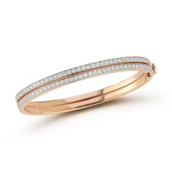 WF CLASSIC 18K GOLD AND DIAMOND DOUBLE ROW BANGLE BRACELET