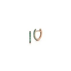 WF CLASSIC 18K GOLD AND GREEN EMERALD SINGLE ROW HUGGIES