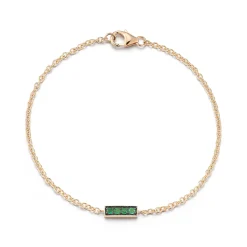 WF CLASSIC 18K GOLD AND GREEN EMERALD BAR BRACELET