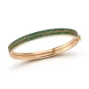 WF CLASSIC 18K GOLD AND GREEN EMERALD DOUBLE ROW BANGLE BRACELET